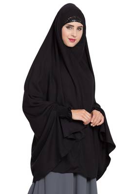 Black Rayon Khimar Ready To Wear Instant Hijab 4