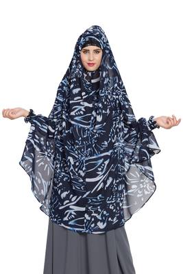 Blue Georgette Khimar Ready To Wear Instant Hijab 2