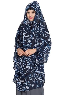 Blue Georgette Khimar Ready To Wear Instant Hijab 3