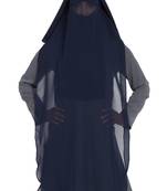 Blue Georgette Three Layered Naqab Mouth Piece Hijab