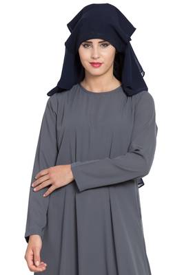 Blue Georgette Three Layered Naqab Mouth Piece Hijab 3