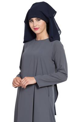 Blue Georgette Three Layered Naqab Mouth Piece Hijab 4