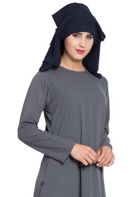 Blue Georgette Three Layered Naqab Mouth Piece Hijab 5