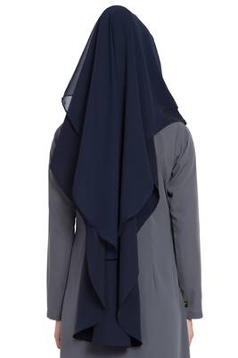 Blue Georgette Three Layered Naqab Mouth Piece Hijab 6