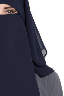 Blue Georgette Three Layered Naqab Mouth Piece Hijab 8