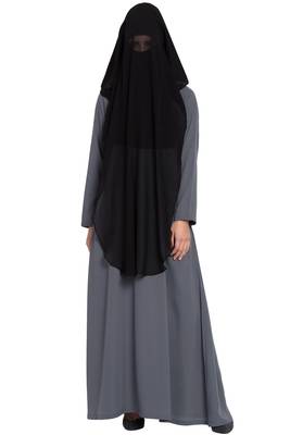 Black Georgette Three Layered Naqab Mouth Piece Hijab 2