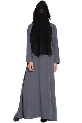 Black Georgette Three Layered Naqab Mouth Piece Hijab 4