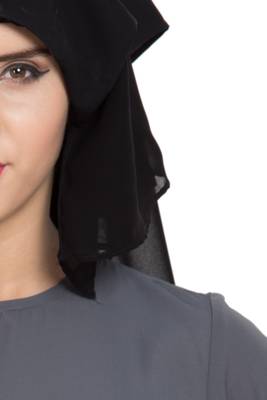 Black Georgette Three Layered Naqab Mouth Piece Hijab 5
