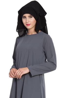Black Georgette Three Layered Naqab Mouth Piece Hijab 8