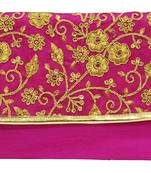 Shree Shyam Products Silk Embroidered Pink Clutch Sling