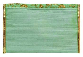 Shree Shyam Products Silk Embroidered Green Clutch Sling 3