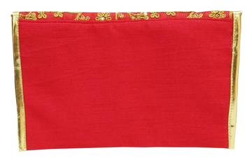 Shree Shyam Products Silk Embroidered Red Clutch Sling 3