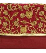 Shree Shyam Products Silk Embroidered Maroon Clutch Sling
