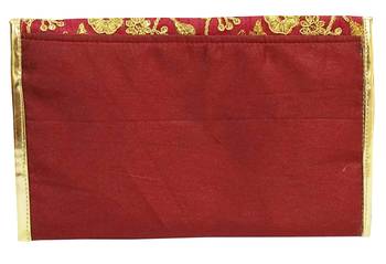 Shree Shyam Products Silk Embroidered Maroon Clutch Sling 3