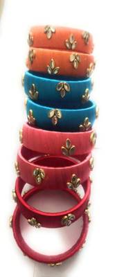 Kepler Fashion Silk Thread Bangle Set Multi Colour 1