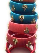 Kepler Fashion Silk Thread Bangle Set Multi Colour