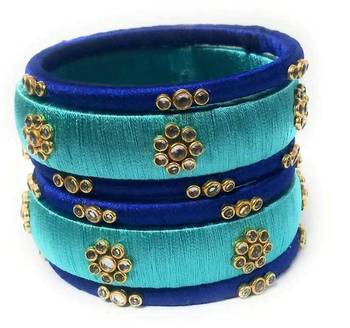 Kepler Fashion Handmade Silk Thread Bangle Set For Party And Festive Wear With Multicolour 1