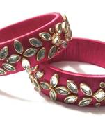 Kepler Fashion Handicraft Red Colour Silk Dori Bangle Set (Pack  Of 2)