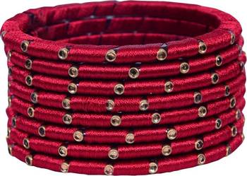 Kepler Fashion Handmade Silk Thread Marron Bangle Set "Pack Of 8" 1