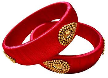 Kepler Fashion Red  Colour Silk Thread Bangle Set For Girls And Women "Pack  Of 2" 1