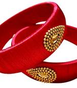 Kepler Fashion Red  Colour Silk Thread Bangle Set For Girls And Women "Pack  Of 2"