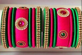 Kepler Fashion Elegant And Stylish Multicolour Silk Thread Bangle For Girls And Women "Pack Of 14" 1