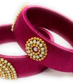 Stylish And Elegant Pink  Silk Thread Bangle Set For Girls And Women "Pack Of 2 Pcs"