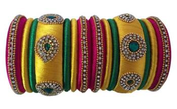 Handmade Silk Thread Bangle Set For Girls And Women "Pack Of 14Pcs" 1