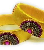 Partywear And Stylish Yellow Silk Thread Bangle Set For Girls And Women "Pack Of 2Pcs"