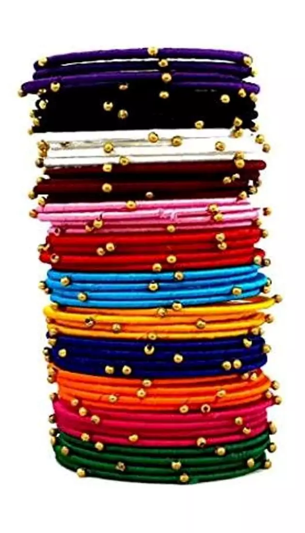 Silk Thread Elegant Multi Colour Bangle Set "Pack Of 48".