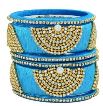 Bridal Sky Blue Silk Thread Bangle Set For Girls And Women "Pack Of 6Pcs" 1