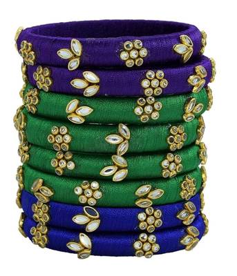 Kepler Fashion Silk Thread Bangle Set For Girls And Women "Pack Of 8Pcs" 1