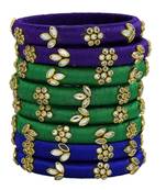 Kepler Fashion Silk Thread Bangle Set For Girls And Women "Pack Of 8Pcs"