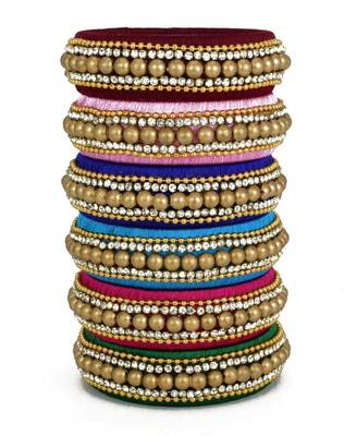 Multi Colour Silk Thread Bangle Set For Girls And Women "Pack Of 6" 1