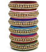 Multi Colour Silk Thread Bangle Set For Girls And Women "Pack Of 6"