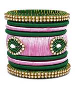 Elegant And Stylish Silk Thread Bangle Set For Girls And Women "Pack Of 9Pcs"