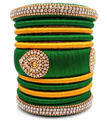 Festival  And Partwear Multi Colour Silk Thread Bangle  Set For Girls And Women "Pack Of 11Pcs" 1