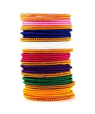 Kepler Fashion Handicraft Multi Colour Silk Thread Bangle Set For Girls And Women (Pack Of 44) 1