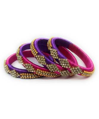 Silk Thread Bangle Set For Girls And Women "Pack 4" 1