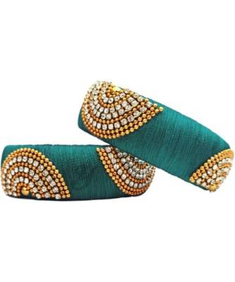 Kepler Fashion Sky Blue Silk Thread Bangle Set For Girls And Women "Pack Of 2" 1