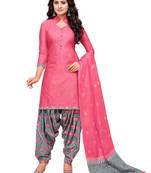 Pink & Grey Bandhani  Printed  Women's Unstitched Salwar with Dupatta