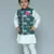 Green printed cotton silk boys kurta pyjama