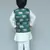 Green printed cotton silk boys kurta pyjama