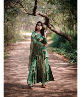 Bottle green sharara set 1