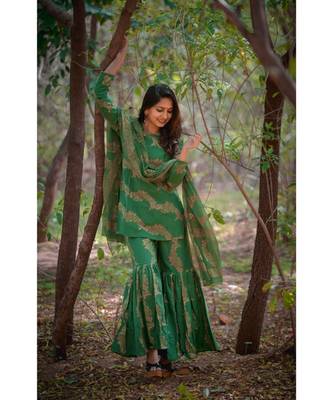 Bottle green sharara set 4