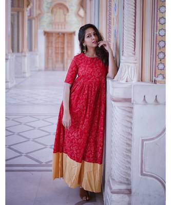 Red And Cream Kurta Set 1
