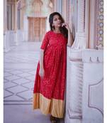 Red And Cream Kurta Set