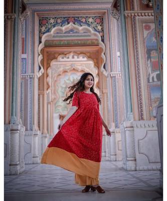 Red And Cream Kurta Set 3