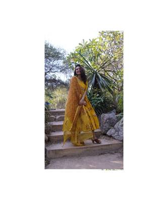 Floral mustard dress set 2