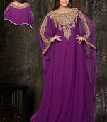 Purple Georgette Embroidered Zari Work Islamic Kaftan